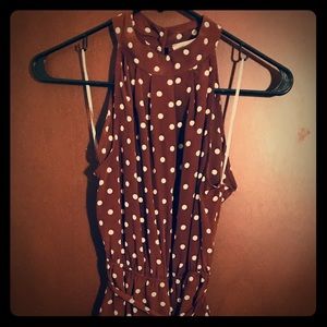 Brown and white polka dot dress
